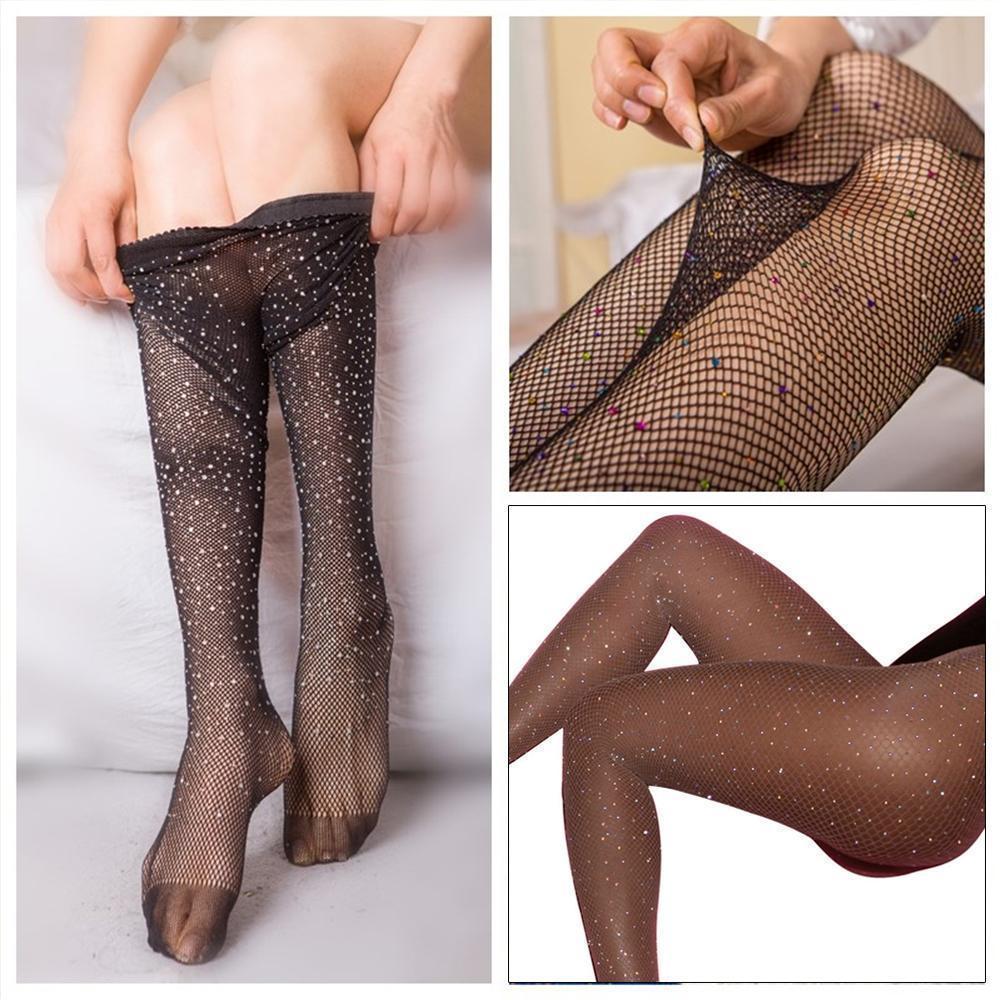 Blingbling Strass Netzstrumpfhose mit Diamant - hallohaus